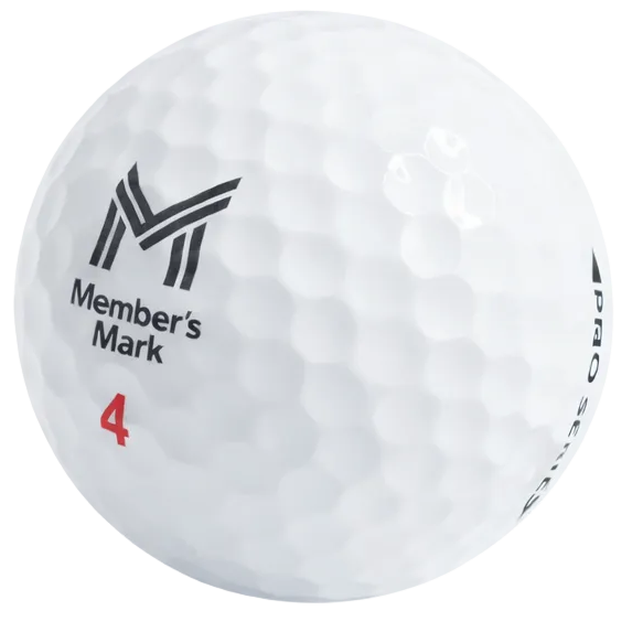 White golf ball with 'Member's Mark' logo on a white background