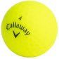 Yellow golf ball with Callaway logo on a white background