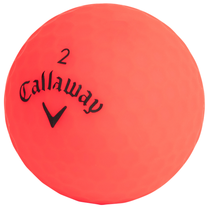 red golf ball with Callaway logo on a white background