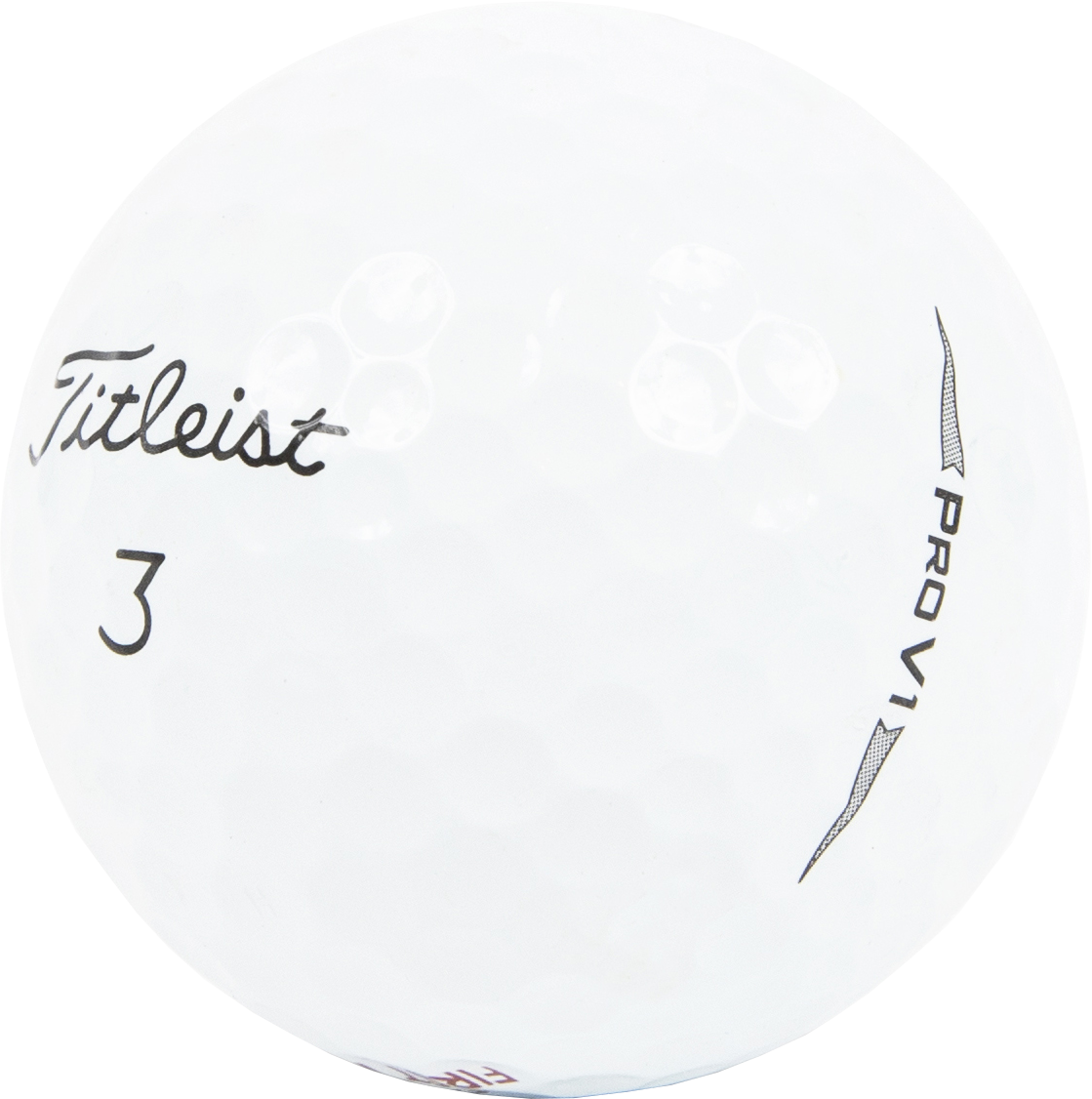 close up of a used and recycled titleist pro v1 golf ball