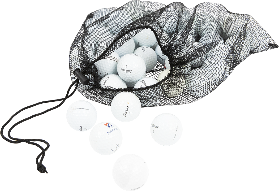 used titleist pro v1 golf balls coming out of mesh bag