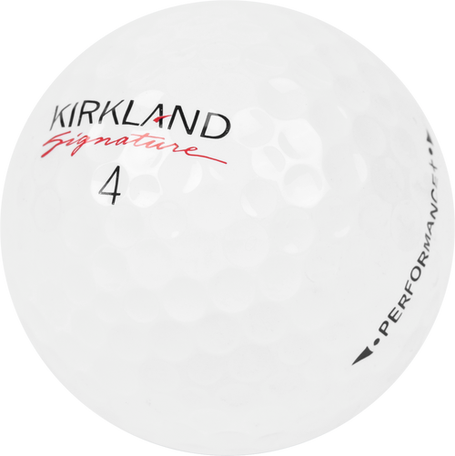 close up of kirkland signature golf ball