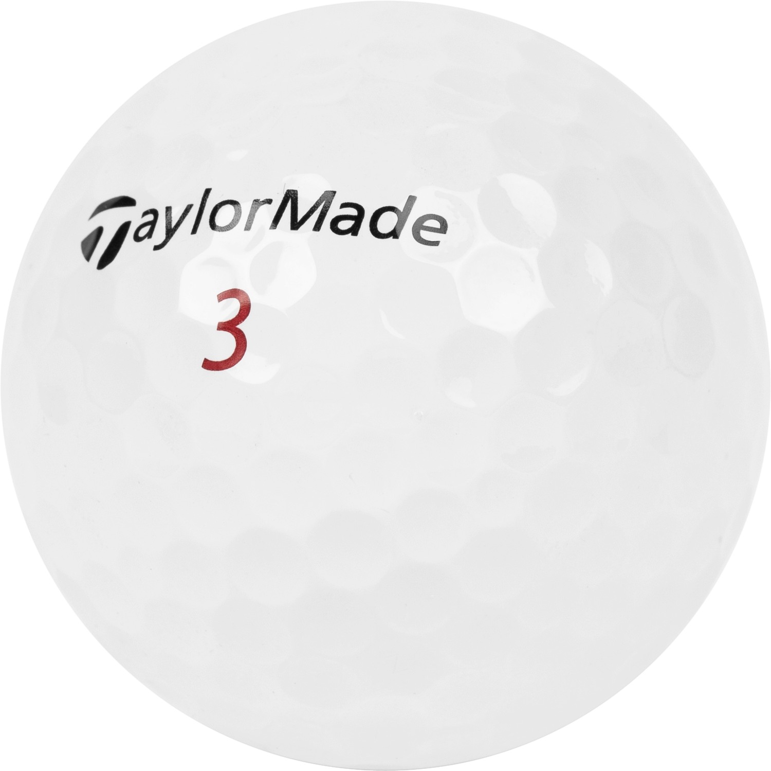 close up view of recycled and used taylormade golf ball