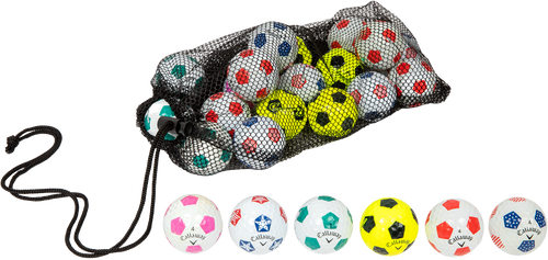 Callaway Truvis Soccer golf balls in a black mesh bag
