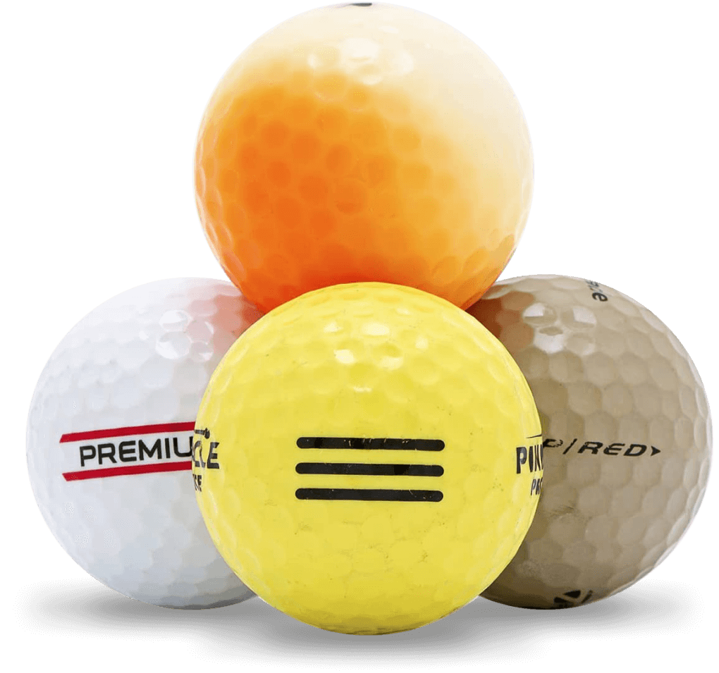 Close up of 4 Shag Golf Balls
